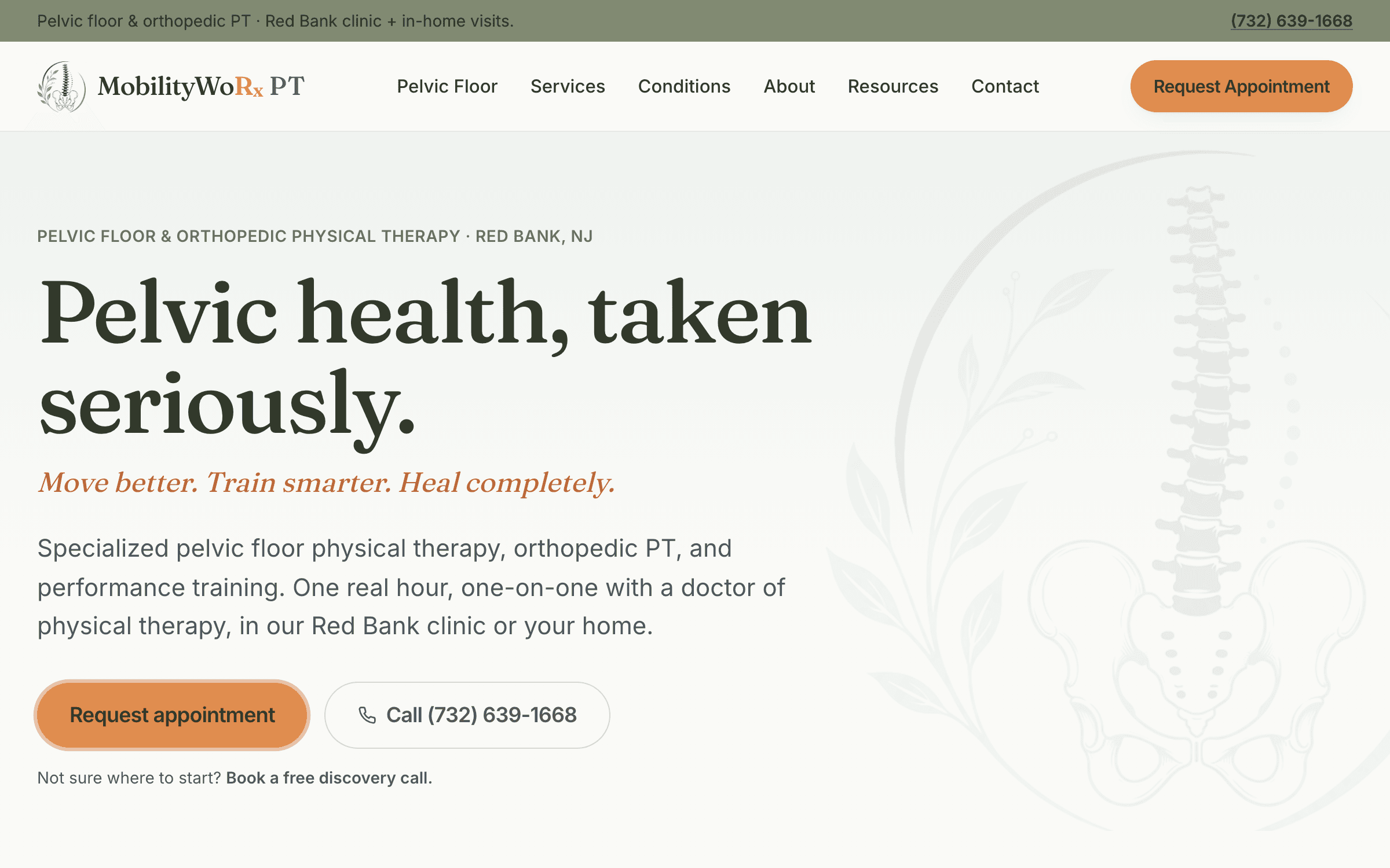 MobilityWoRx PT homepage — pelvic floor and orthopedic physical therapy in Red Bank, NJ